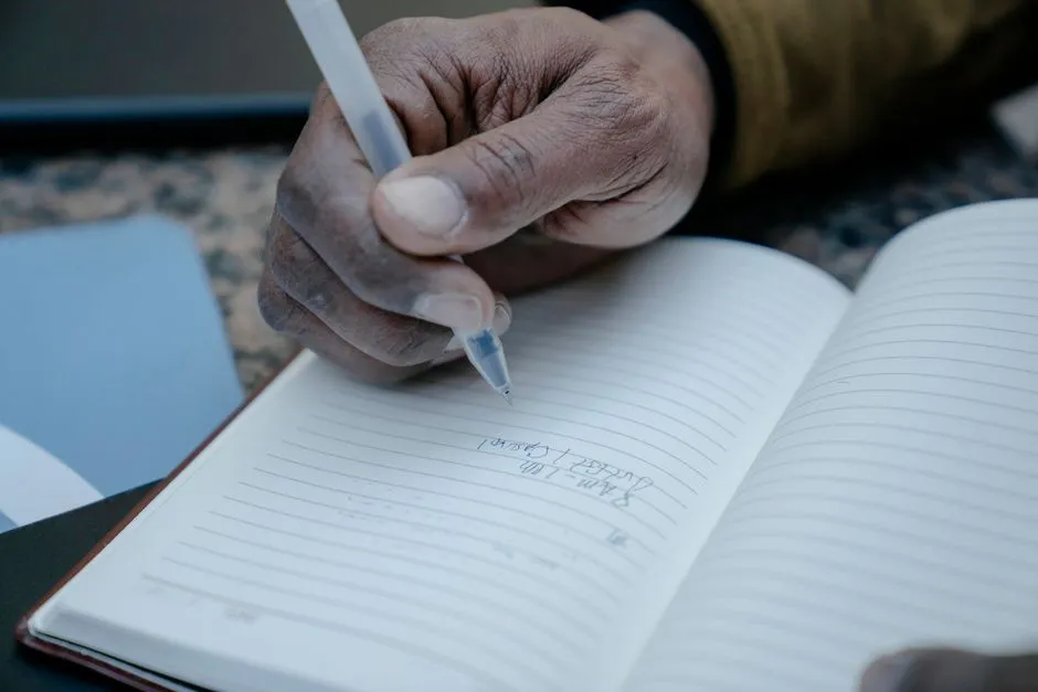 A close-up of handwriting in a paper planner